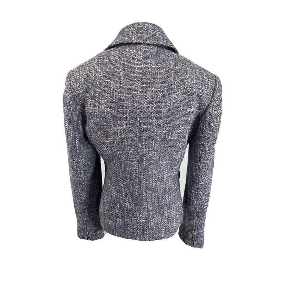 Talbots Womens Purple Tweed Moto Blazer Jacket Size 4 The Kate Zip NWT - Picture 4 of 12